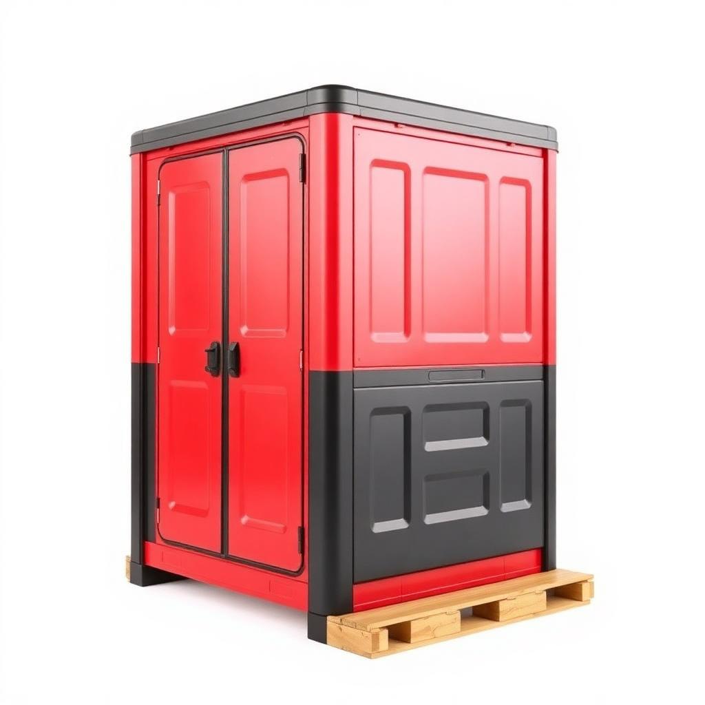 Portable Site Toilet Cabin - Red/Black HDPE Unit